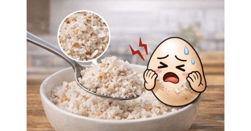 パウダー状になっていない卵の殻を食べる