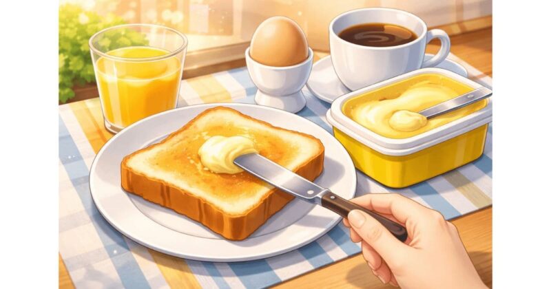 朝のトーストには「高品質なマーガリン」